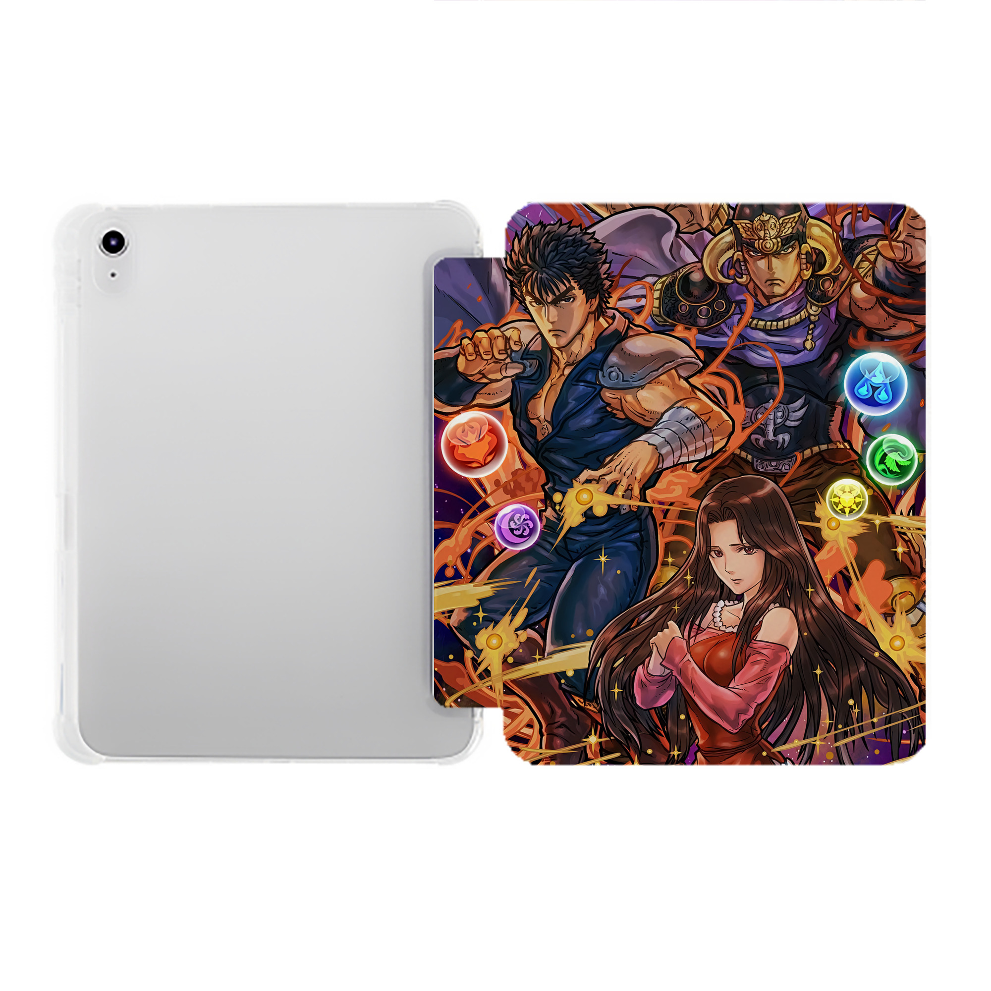 （画像用） 北斗の拳 Fist of the North Star IPad ケース ペン収納付き 三つ折りスタンド PUレザー×シリコン 対応機種9.5/10.5/10.9インチ